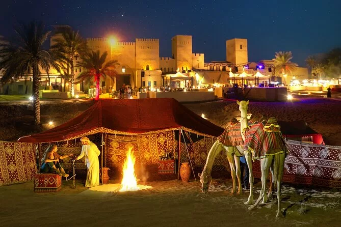 Dubai Luxury Desert Safari, Sahara Fortress 5 Star Banquet & Live Entertainment hotel flight deals booking best time to travel to dubai dessert
